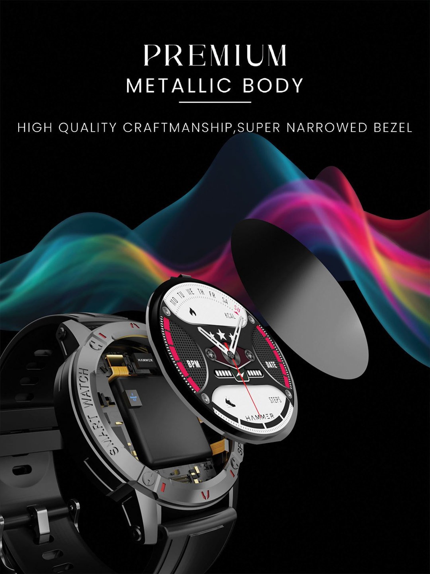 Hammer Luxor 1.45 inch AMOLED Display Round Dial Rugged Smartwatch with Bluetooth Calling (Gold)