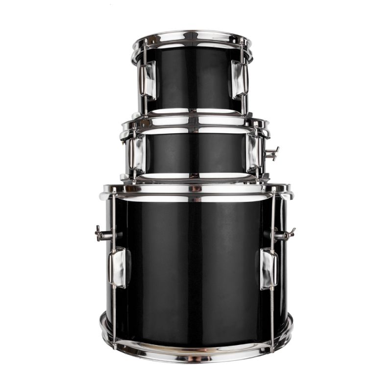 3 PCS Complete Junior Drum Set Cymbal Child Kids Kit w/ Stool Sticks Black