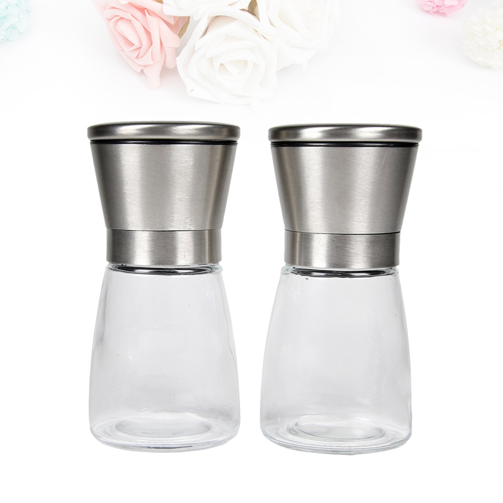 2pcs Stainless Steel Pepper Grinder Manual Pepper Cruchser Hand Crank Twist Spice Herb Mill