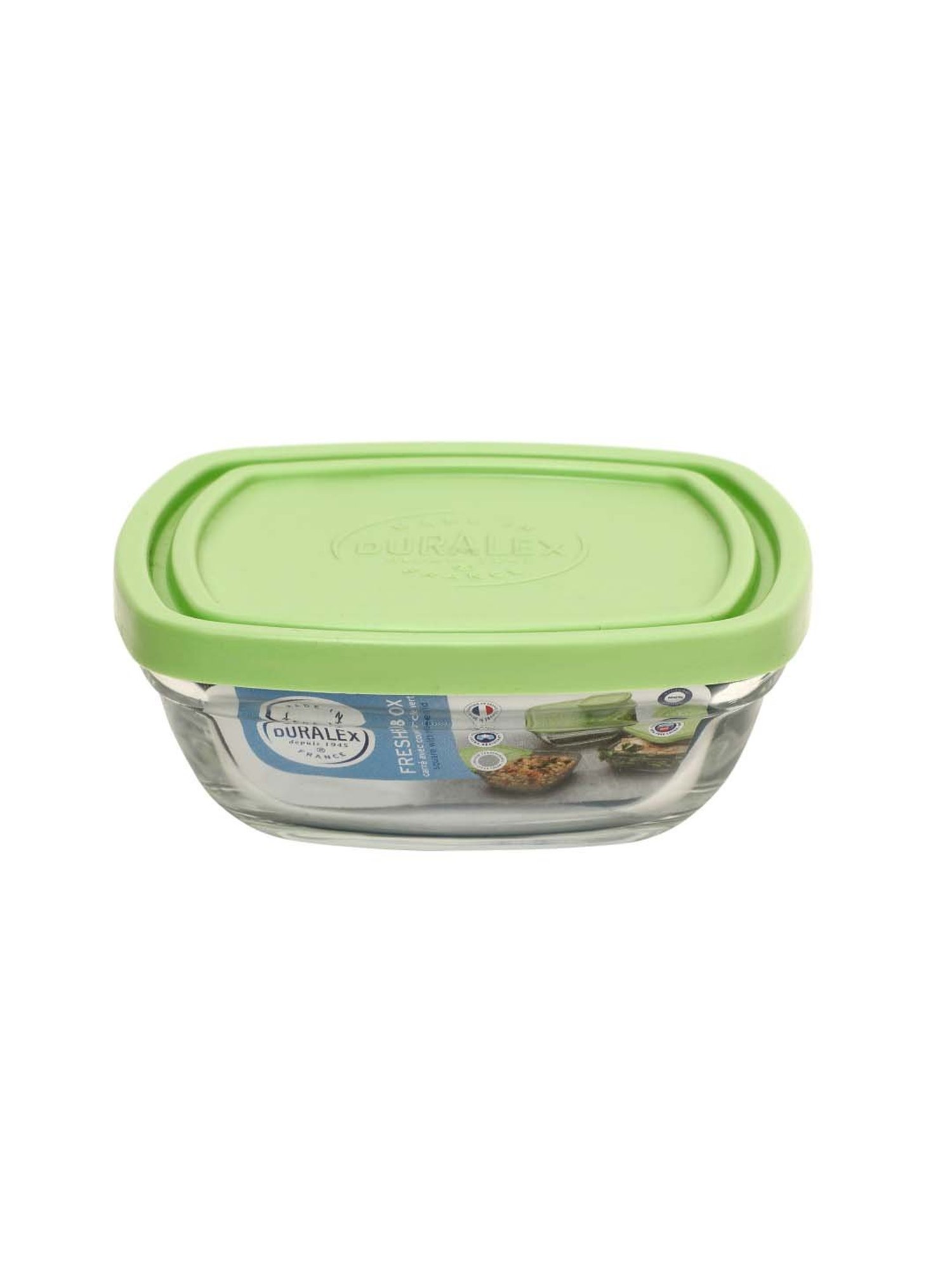 Duralex 'Freshbox' Transparent & Green Glass 23 cm Container With Lid (3.1 L) - Set of 1