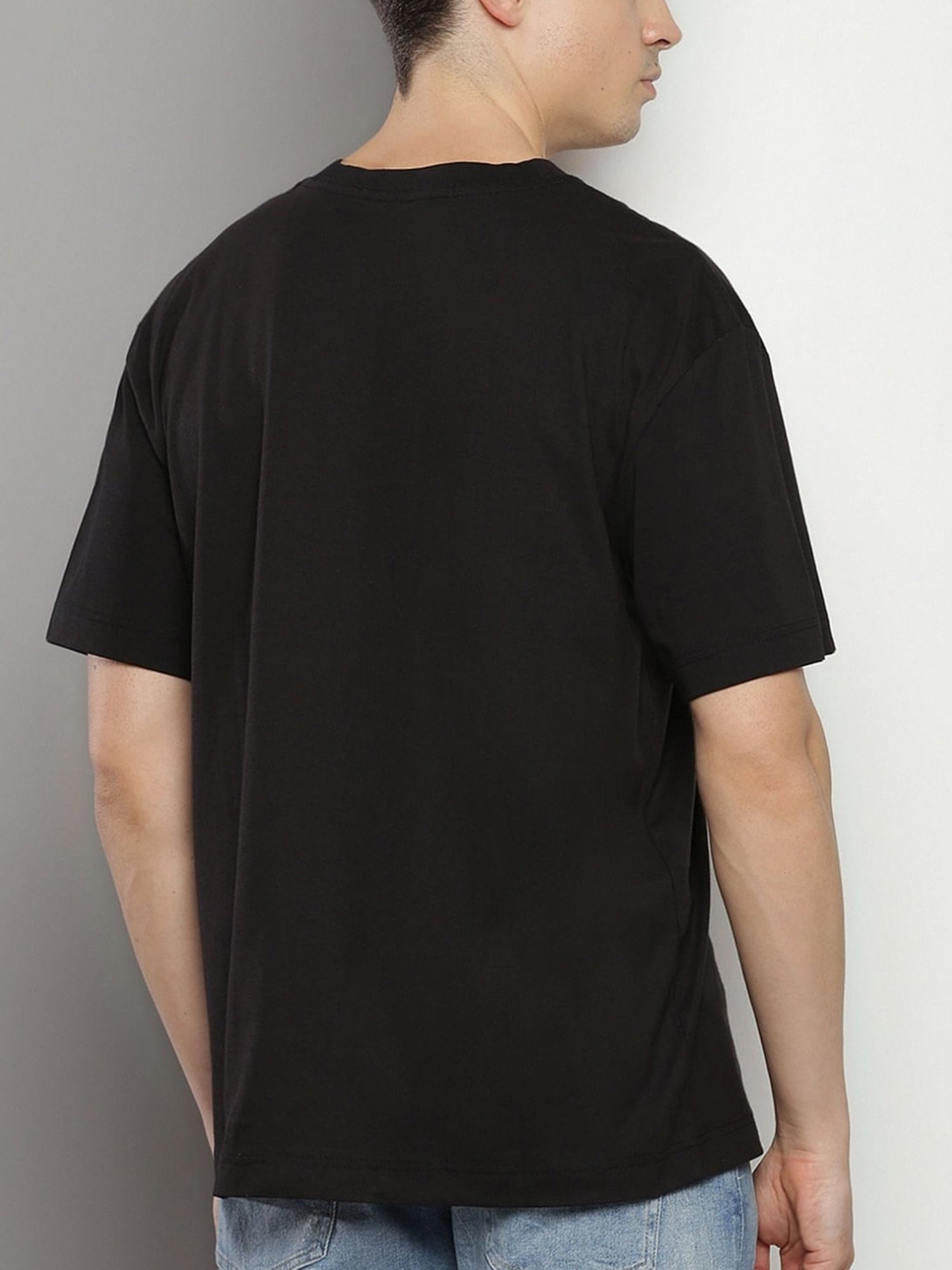 Calvin Klein Jeans Black Cotton Comfort Fit Logo Printed T-Shirt