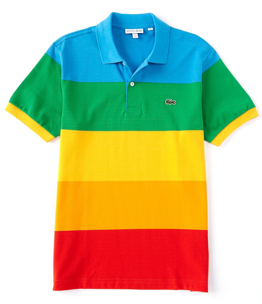 Lacoste Rainbow Stripe Short-Sleeve Polo Shirt