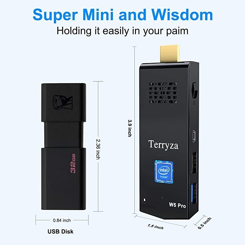 Stick 8GB DDR3/120GB ROM Intel Atom Z8350 Windows 10 Pro 64bit Mini Computer Stick, Support Auto-on After Power Failure, Dual Band WiFi 2.4/5G,4K HD, BT 4.2