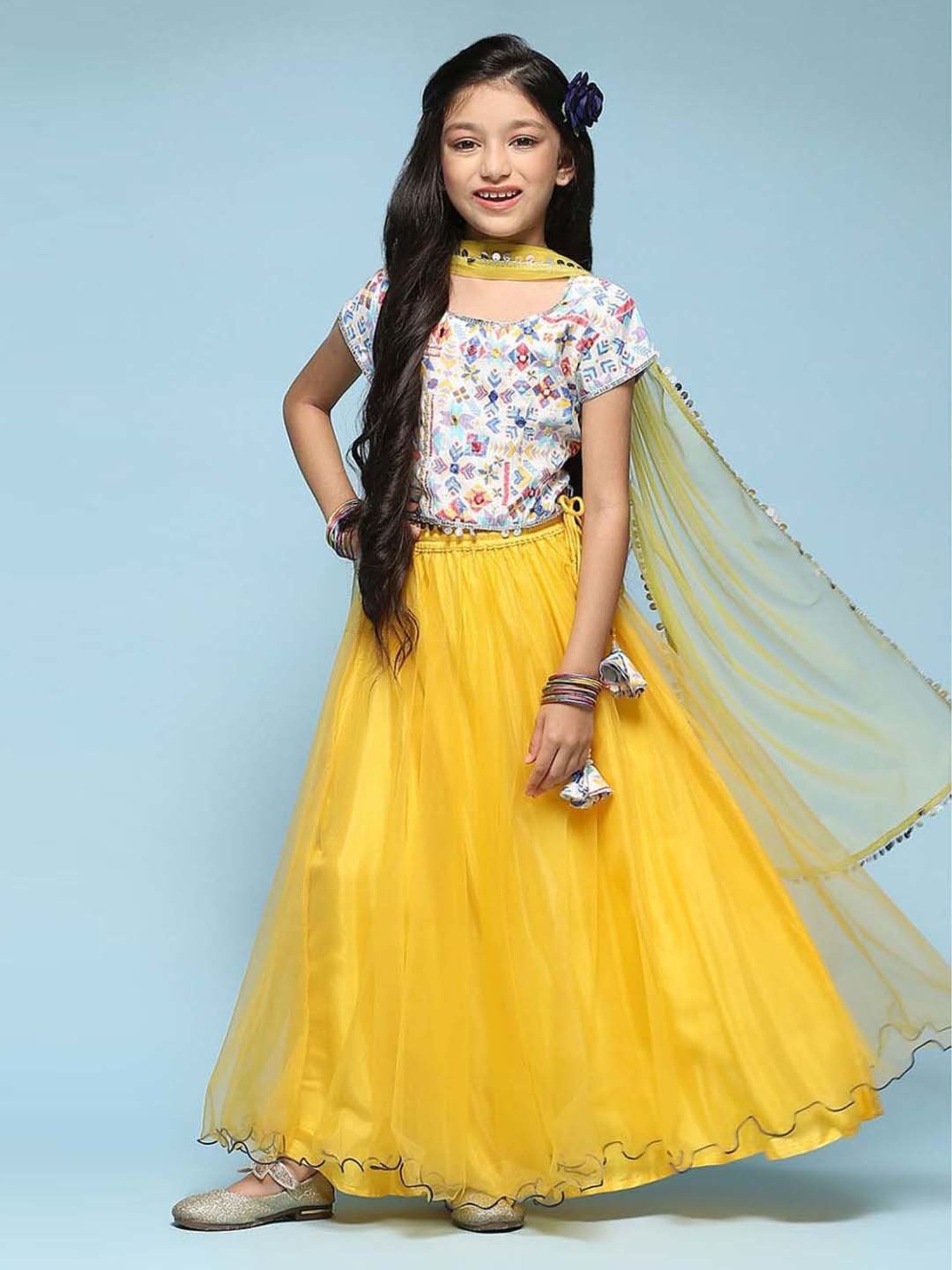 A Little Fable Kids Red & Beige Embellished Lehenga Choli