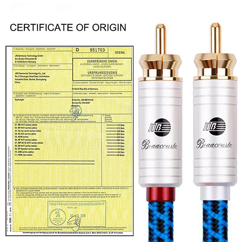 JIB  Blueberry Series 6N OCC RCA to RCA Male to Male HighEnd HiFi Subwoofer Cable 32ft1M