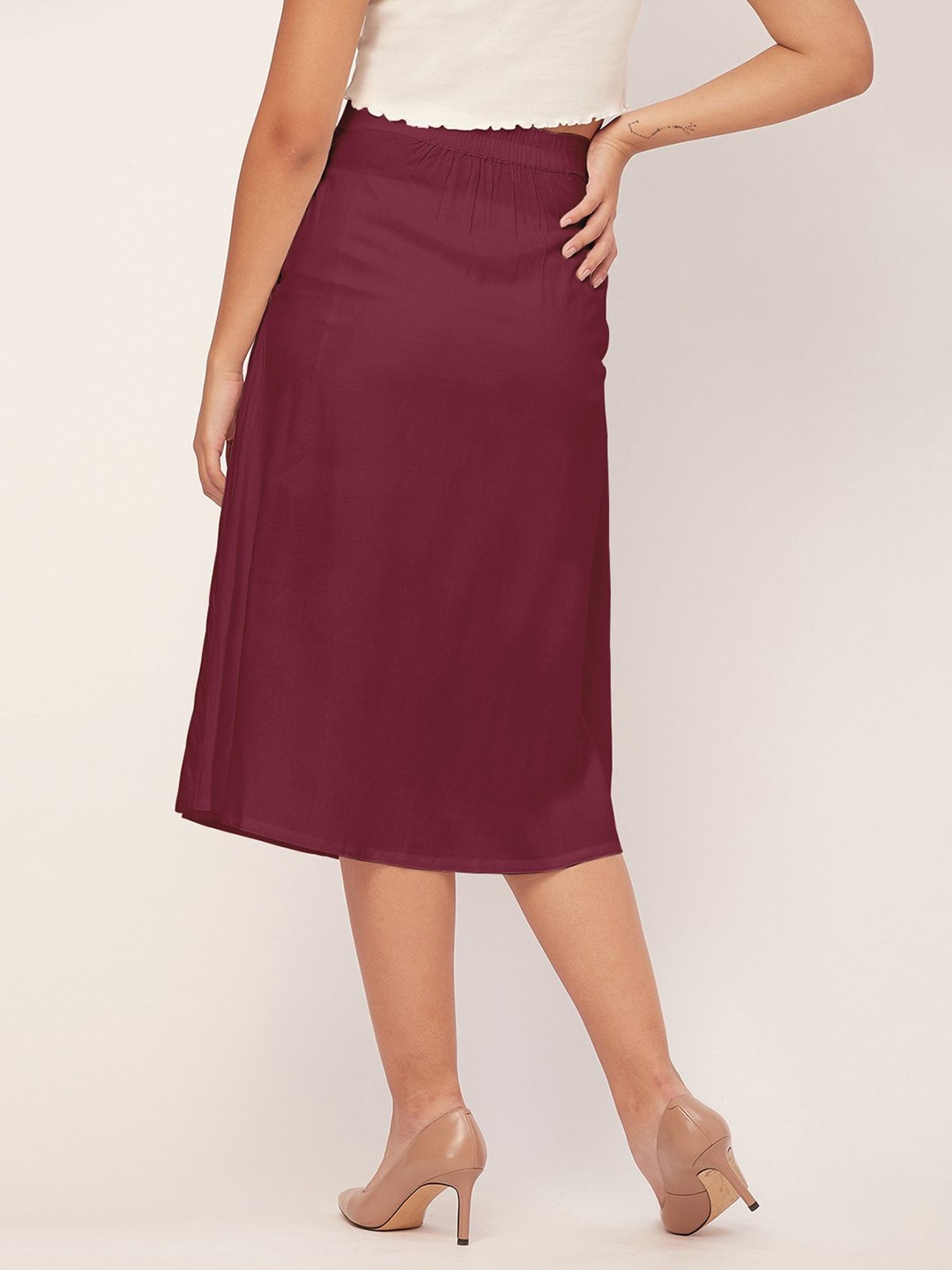 Moomaya Magenta Midi Skirt