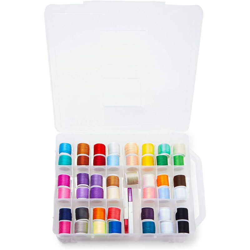 Bright Creations Clear Bobbins Case, Holds Up to 46 Sewing Thread Spools (14.35 x 10 x 3.25 in)