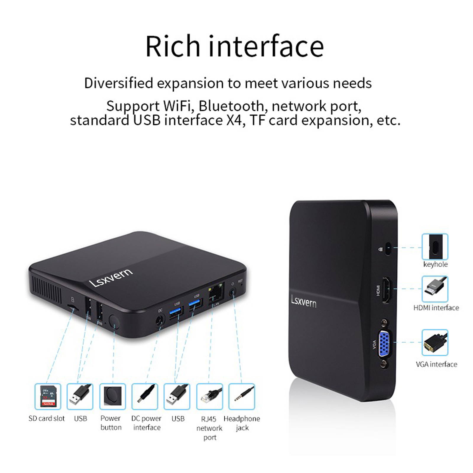 Lsxvern Mini PC, Portable Computer with Intel J4115, Intel UHD Graphics 600-605, DDR4 8GB RAM 256GB SSD, Win10, WIFI, Bluetooth