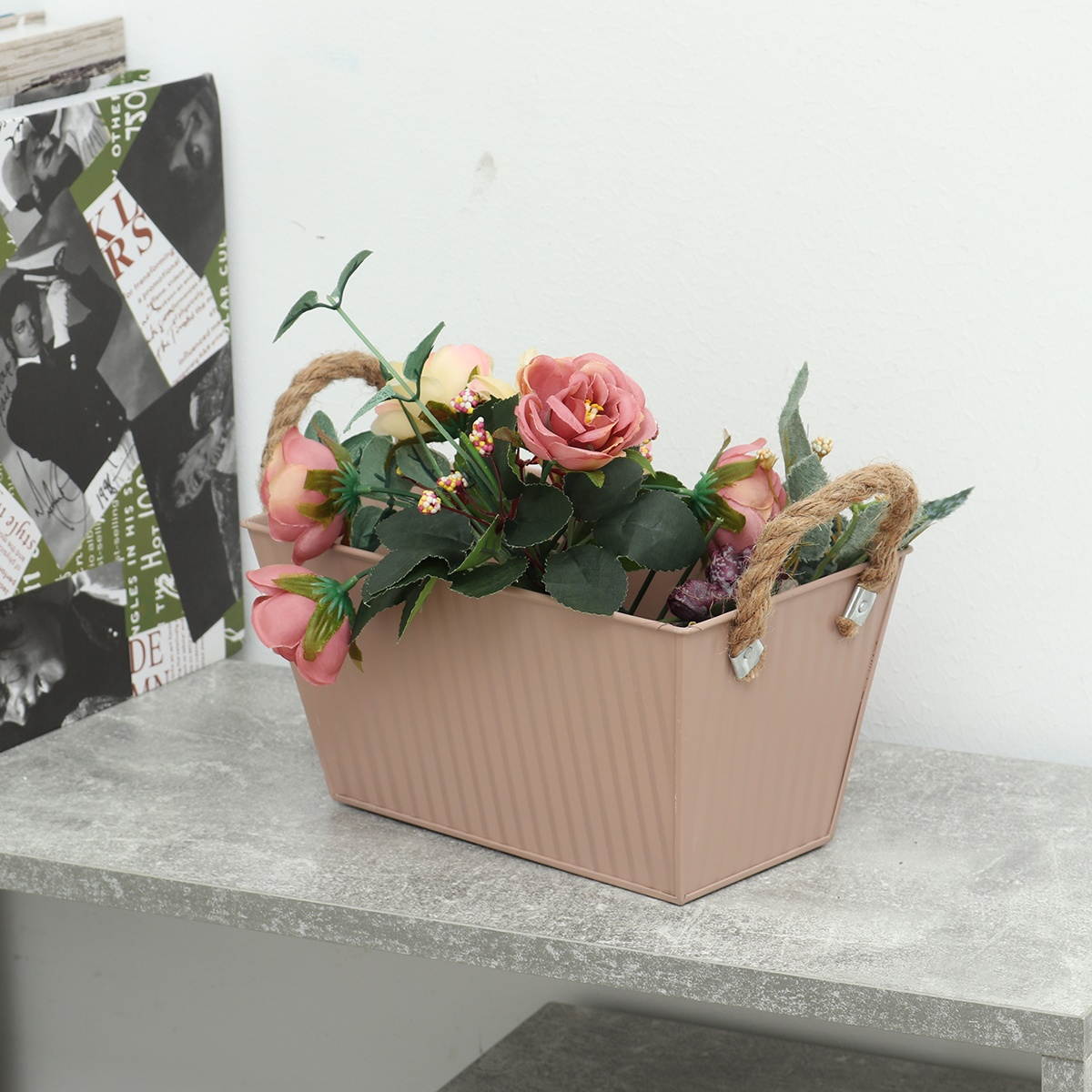 New Flower Pots Pastoral Style Colored Iron Leather Flower Pots Creative Rectangular Buckets-S