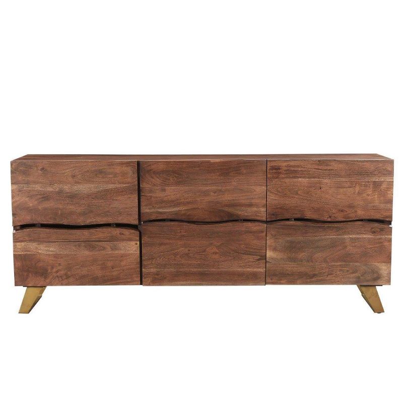 Seesham Wood 3 Doors live Edge Sideboard Gold - Timbergirl