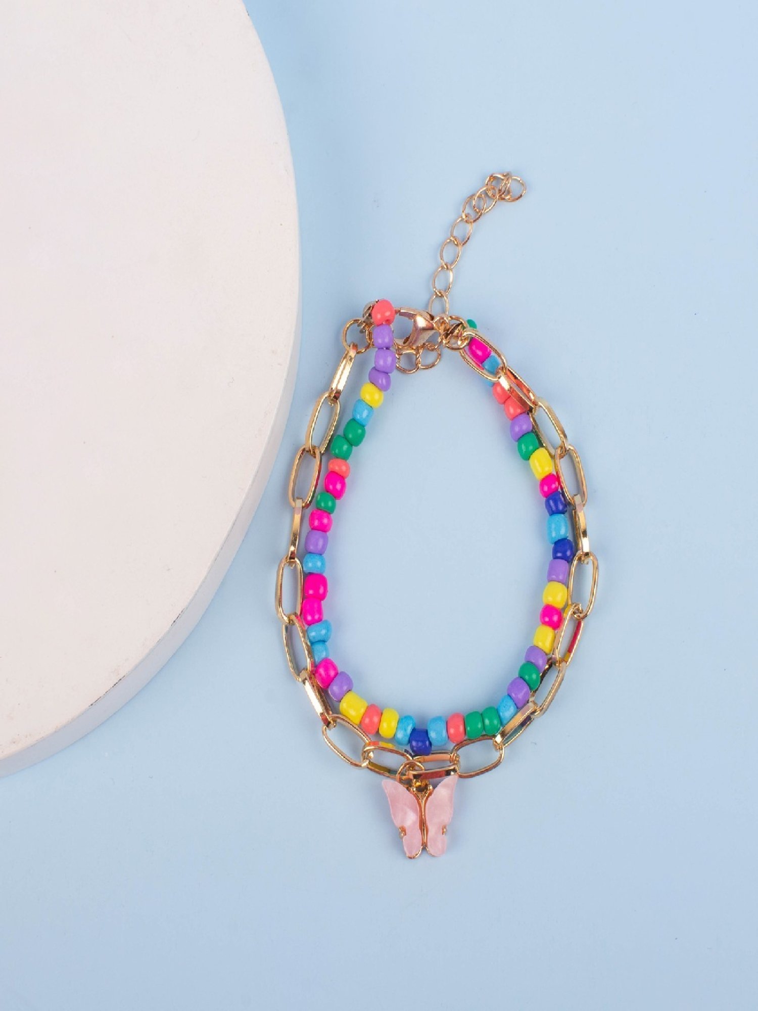 Jewelz Colourful Charms Bracelet With Buttyerfly Motif for Girls & Women