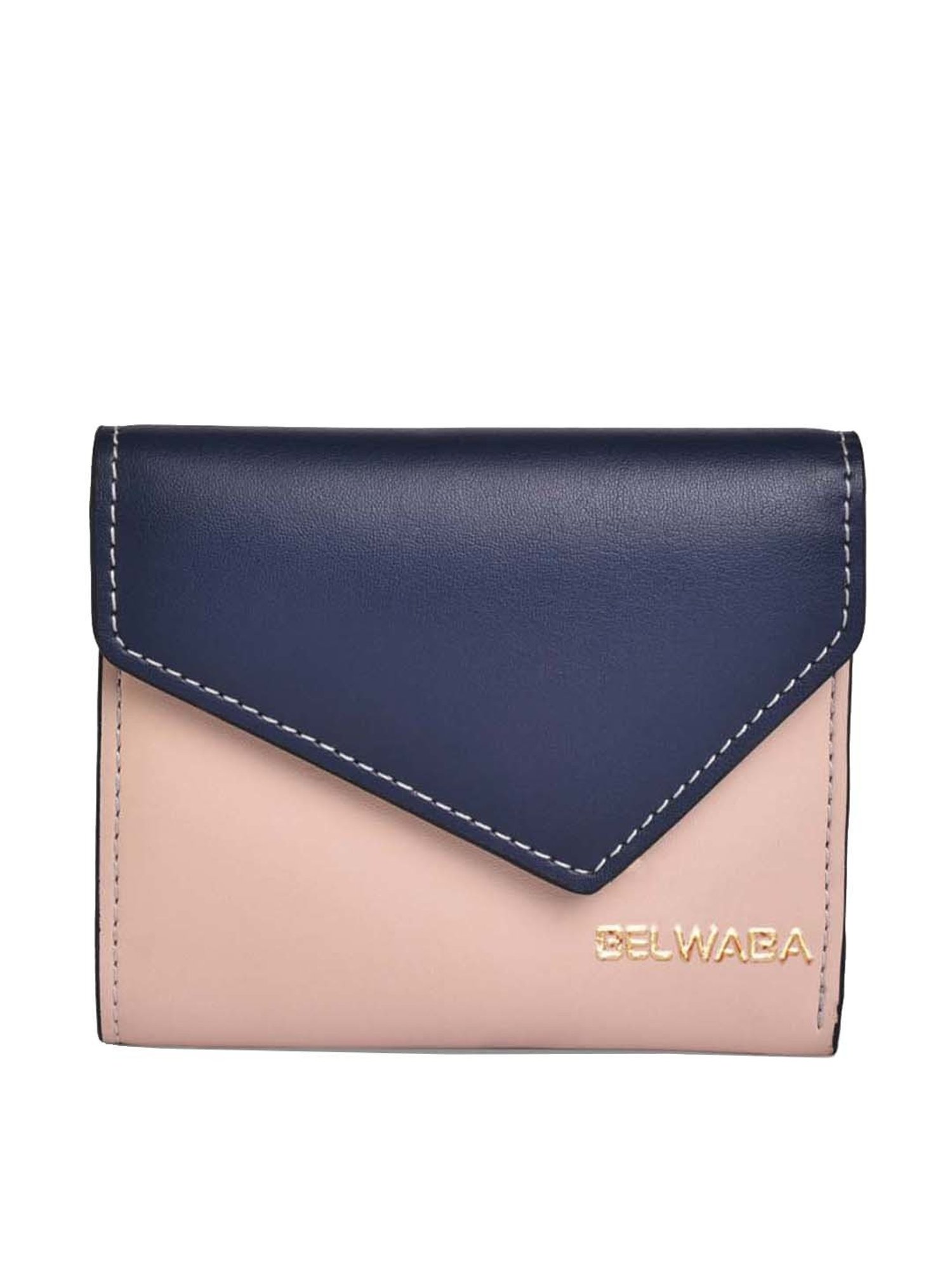 BELWABA Pink Color Block Tri-Fold Wallet for Women