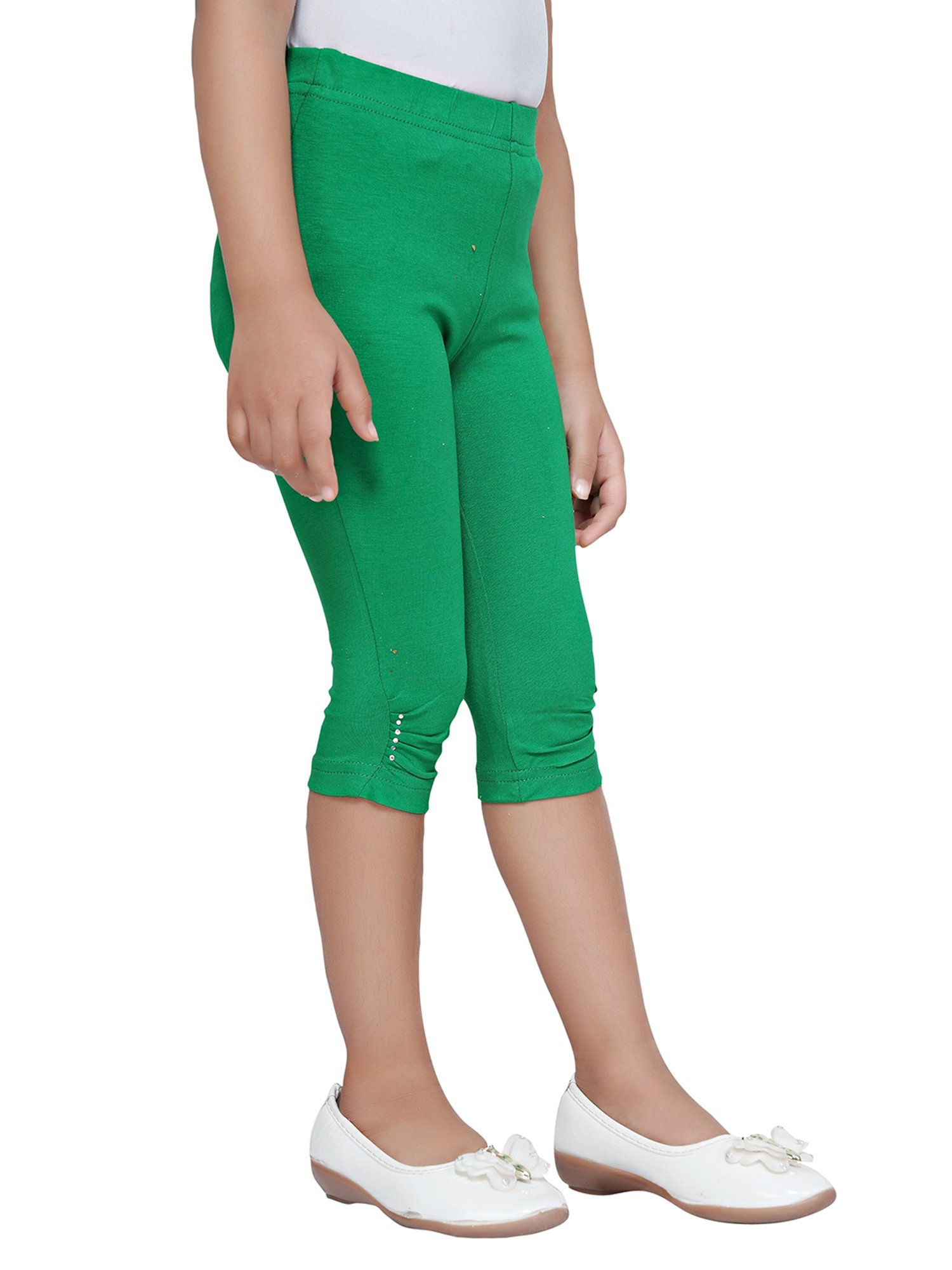 Tiny Girl Green Solid Leggings