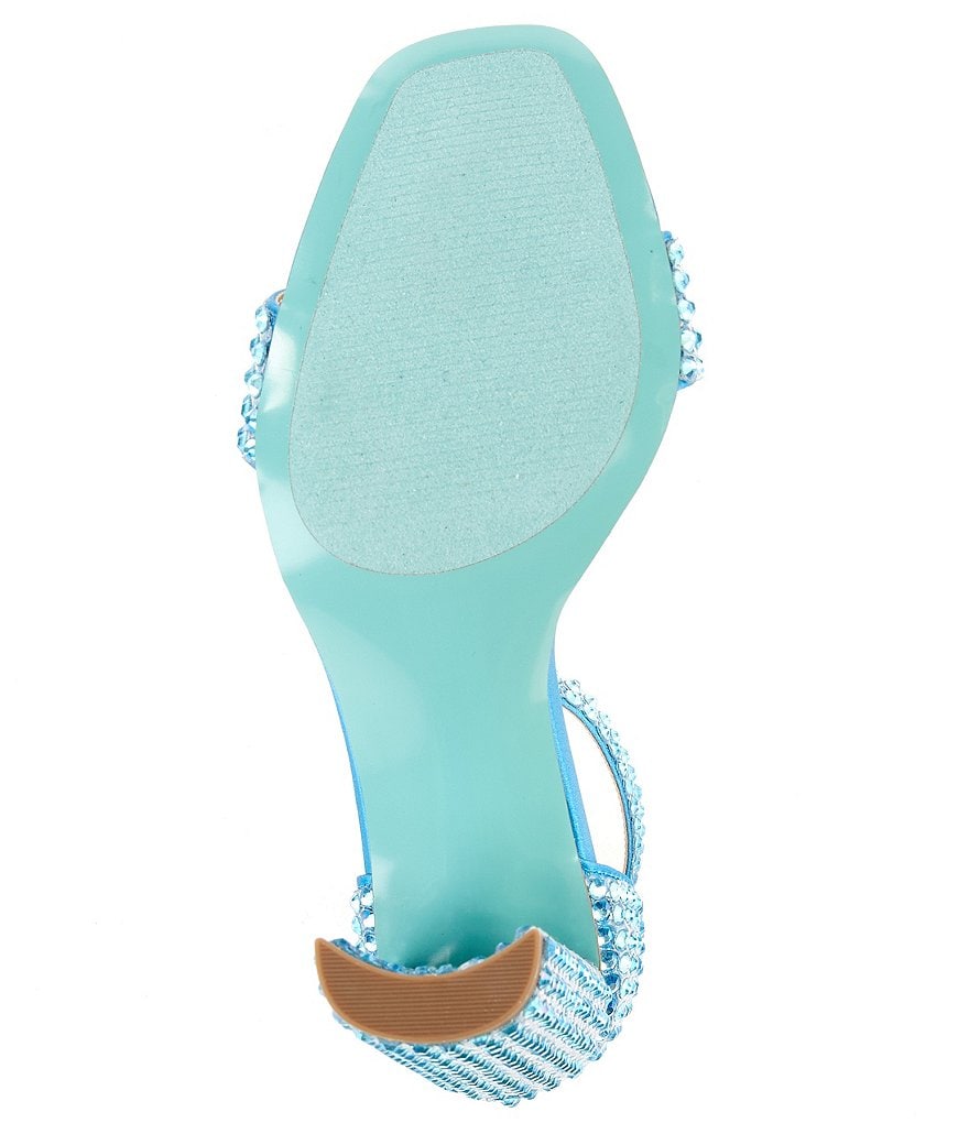 Blue by Betsey Johnson Rina Oversized Rhinestone Embellished Ankle Strap Dress Sandals