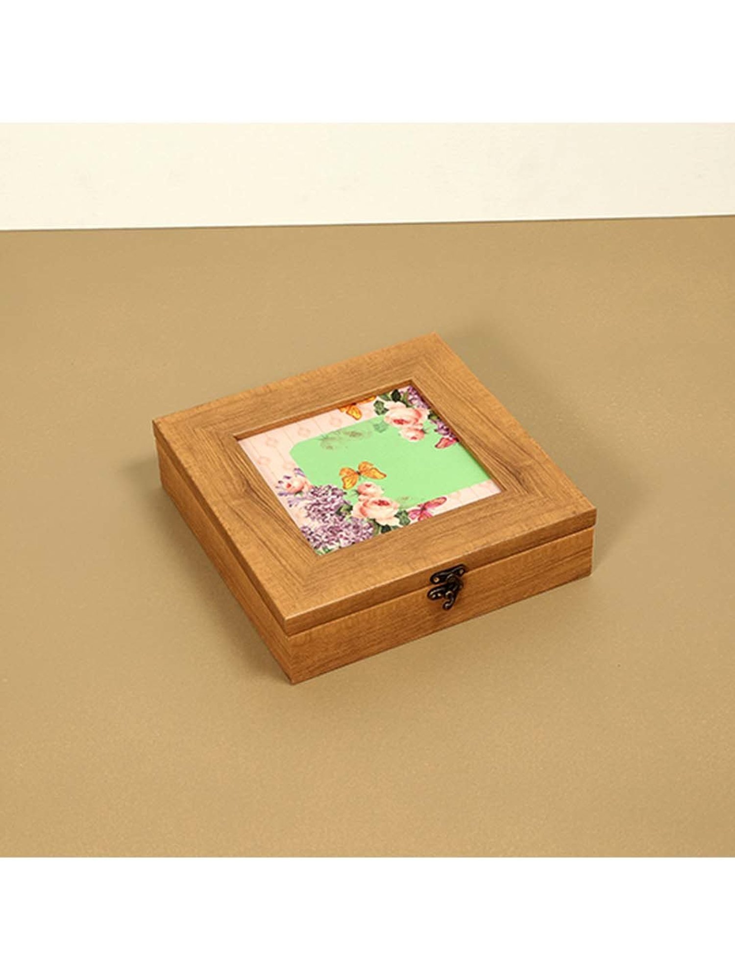 ICRAFT Groovy Mint Series Green & Beige Mdf Small Storage Box