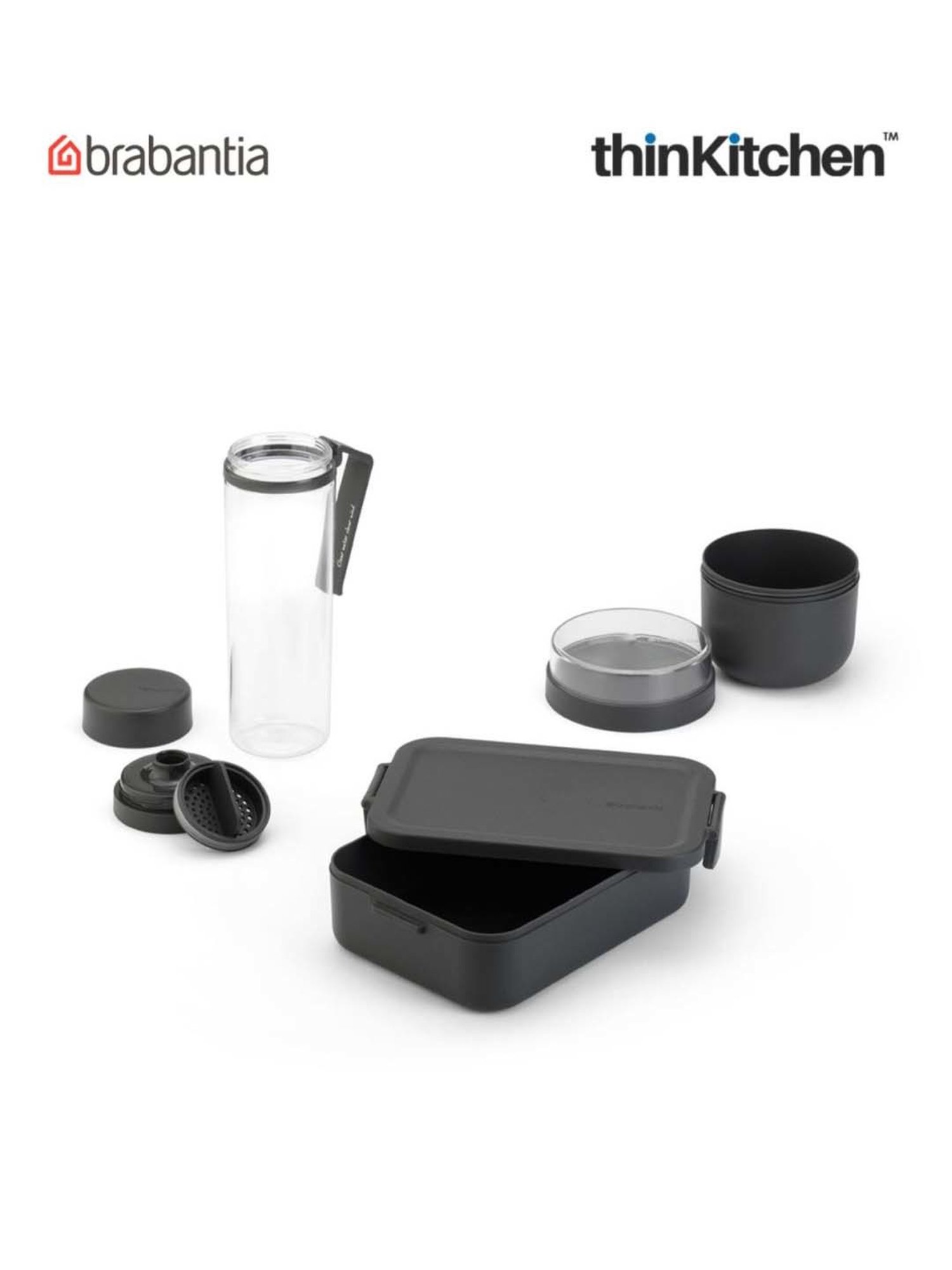Brabantia Dark Grey Plastic Make & Take Breakfast And Lunch Box