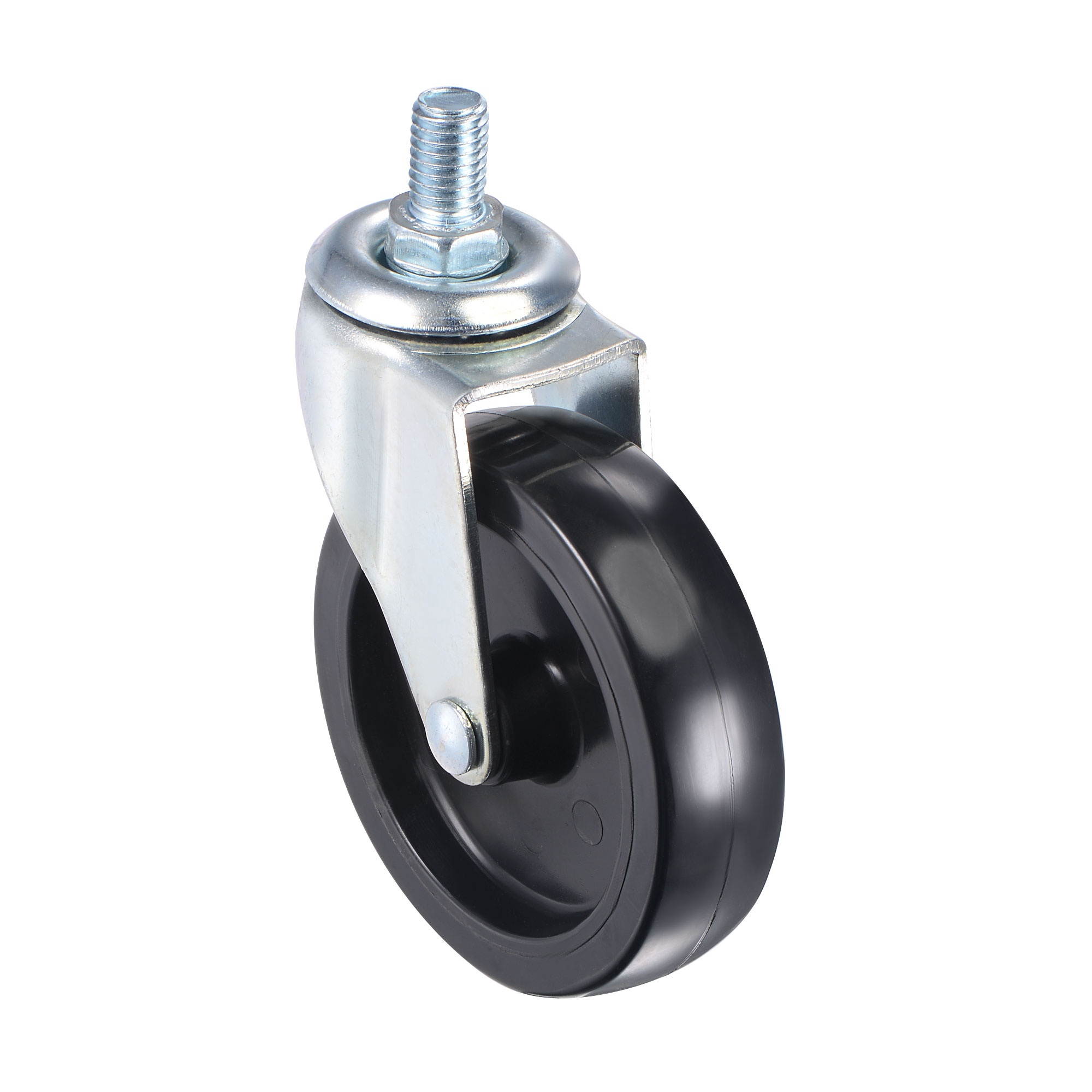 Swivel Stem Caster 3" Diameter 66Lbs Load Capacity, for Workbench Trolley, PU, Black, Pack of 2