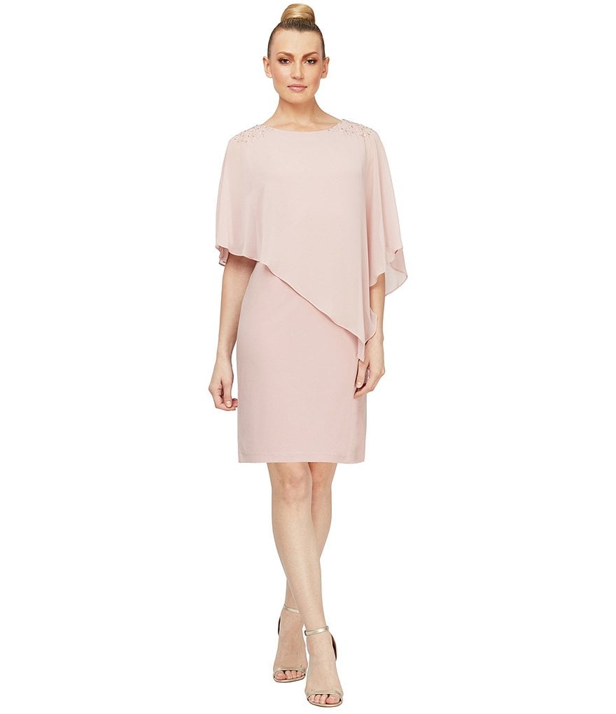 Marina Sequin Lace Round Neck 3/4 Sleeve Sheath Dress