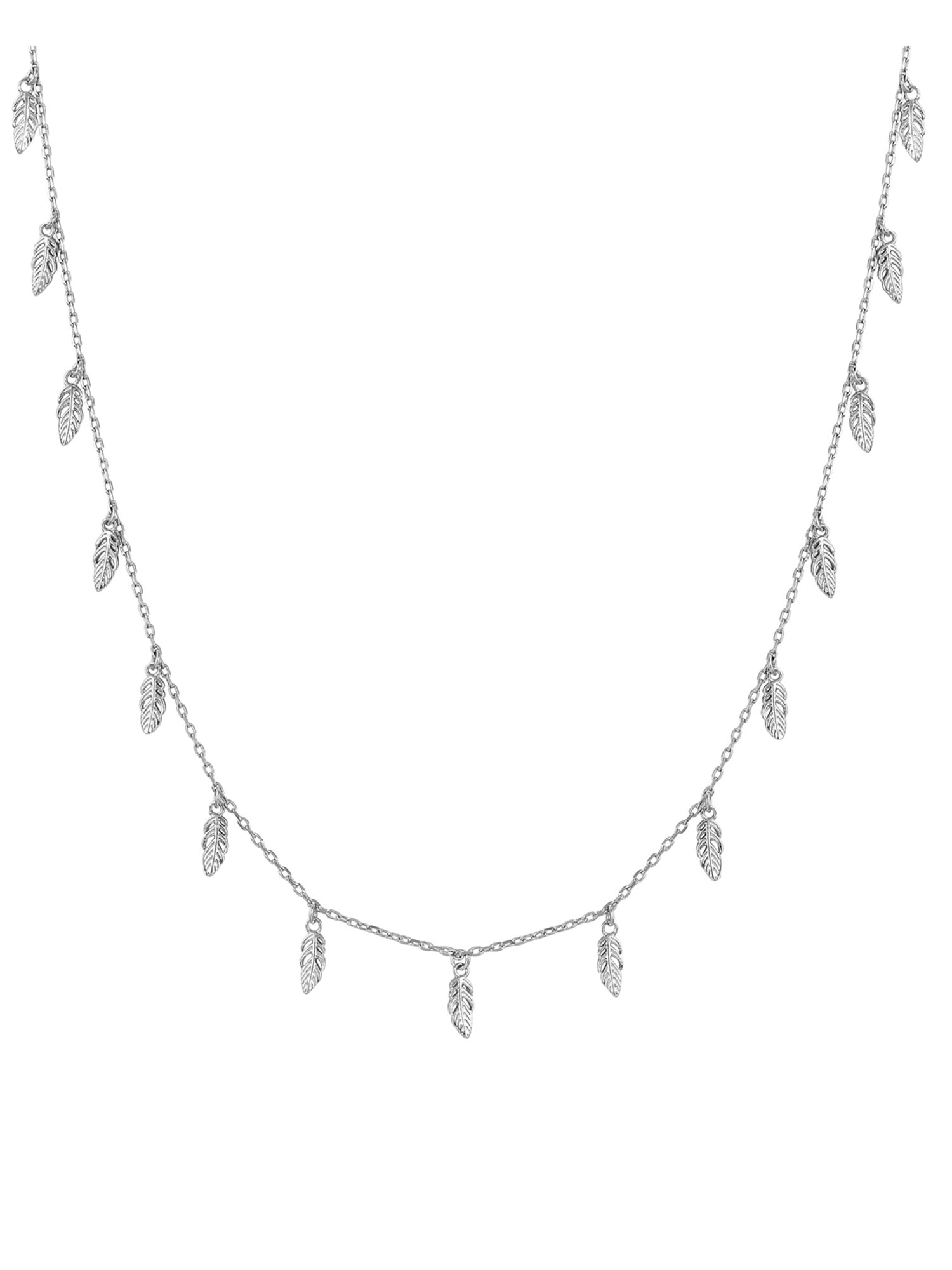 Curio Cottage 92.5 Sterling Silver Rhodium-Plated Feather Necklace for Women