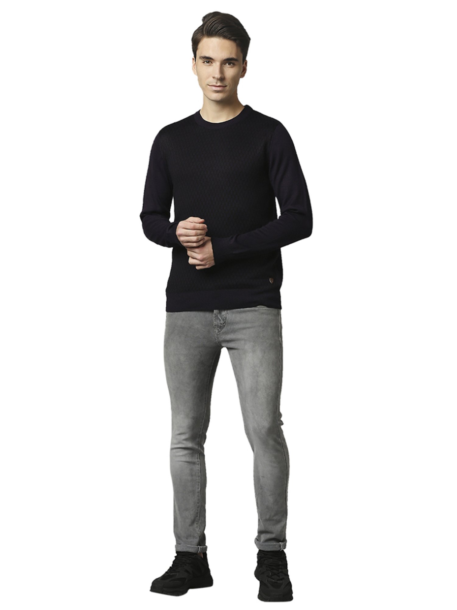 Raymond Purple  Regular Fit Printed Sweaters