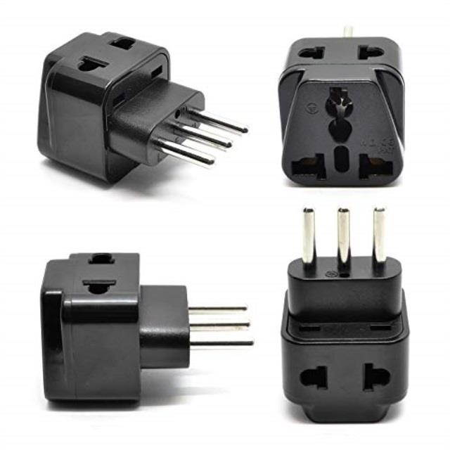 Italy, Chile Power Plug Adapter by OREI, 2 in 1 USA Grounded Connection - Universal Socket - Type L - 4 Pack - Perfect for Cell Phones, Laptops, Chargers & More
