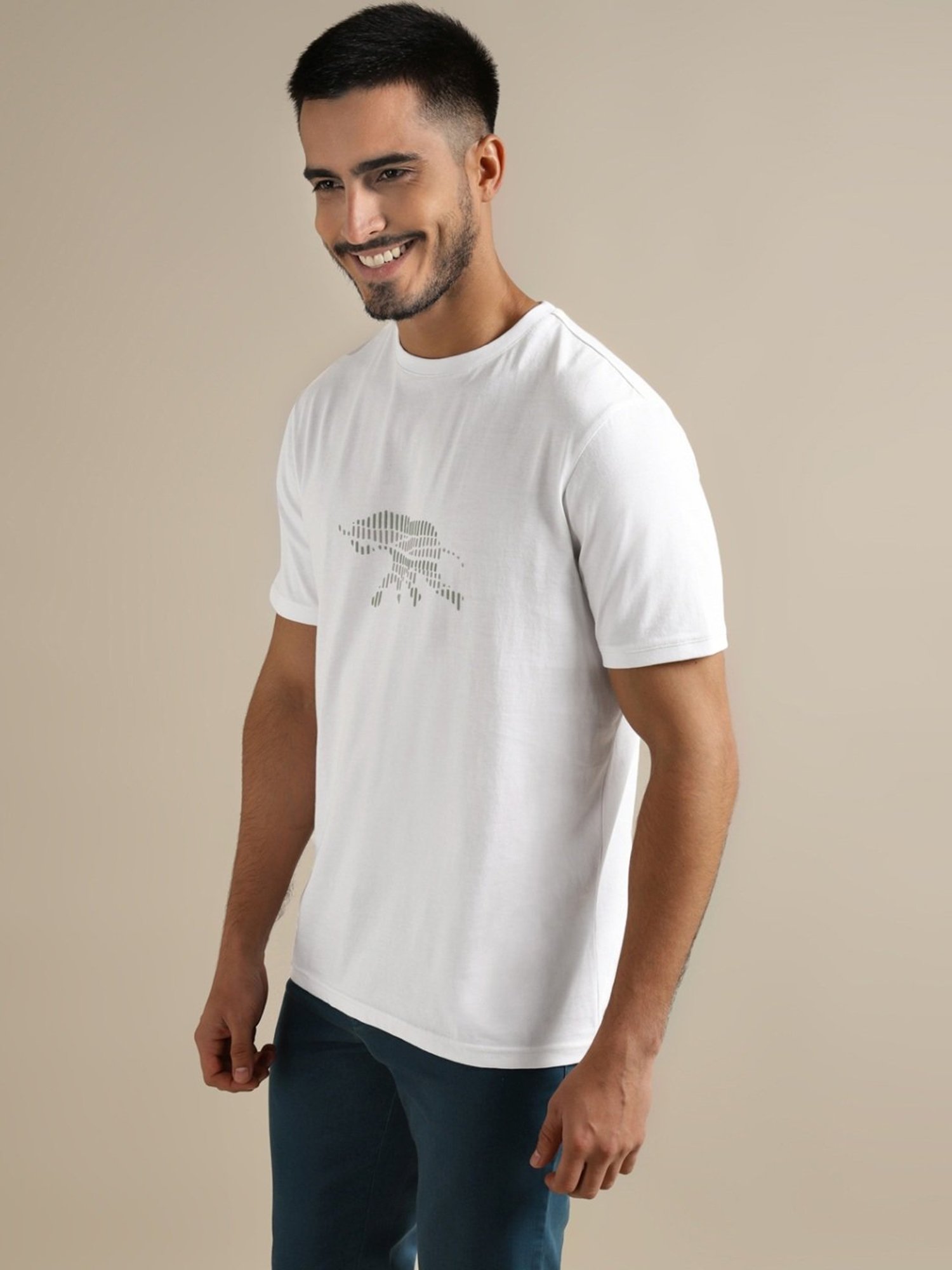 Andamen White Regular Fit Printed T-Shirt