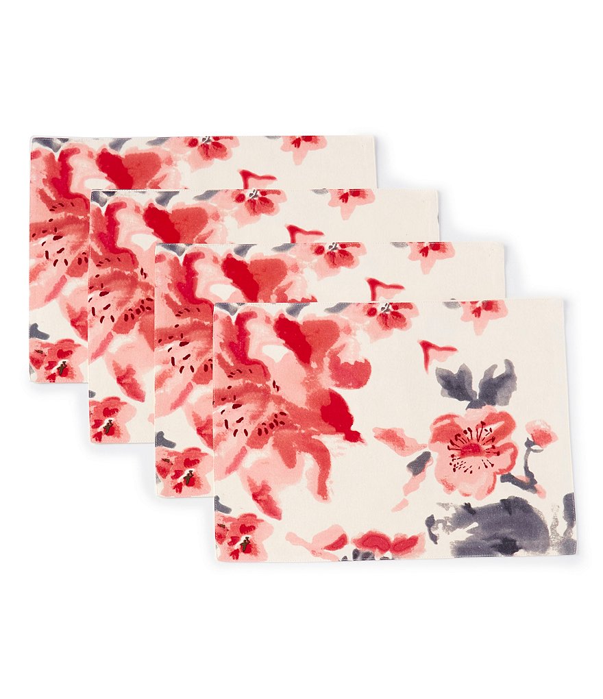 Aman Imports Floral Watercolor Placemats, Set of 4