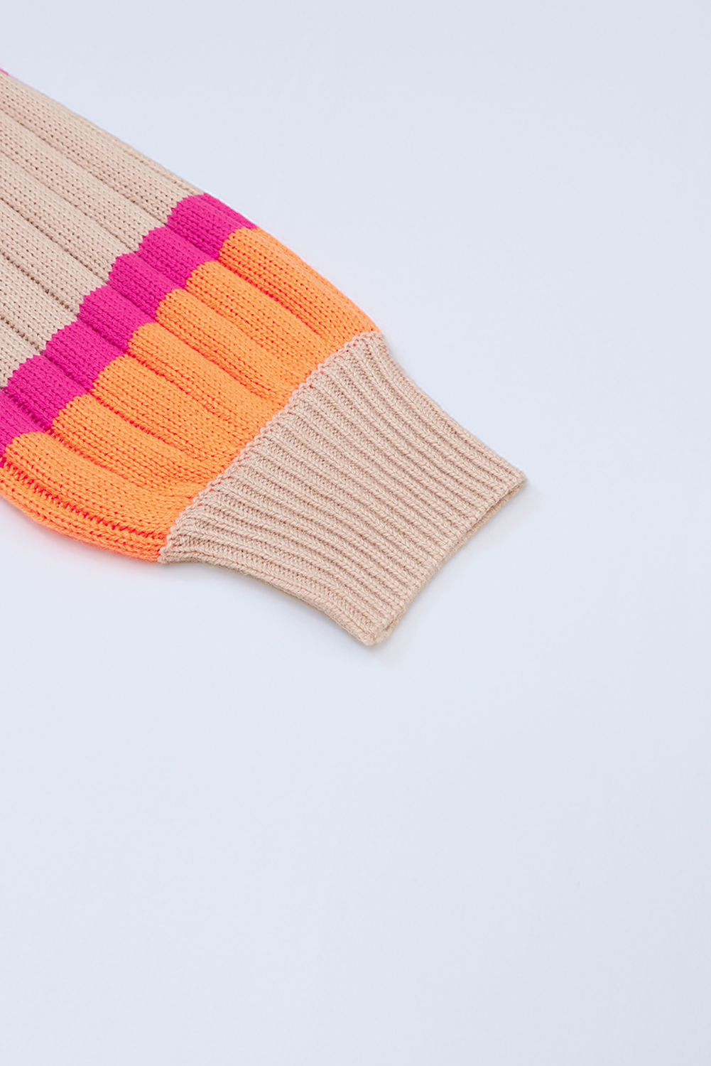 Orange Stripe Print Ribbed Knit Sweater Cardigan