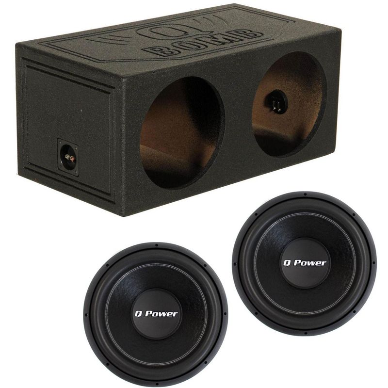 Q-Power QBomb 15" Dual Sealed Sub Box Enclosure & (2) 15" 2200W DVC Subwoofers