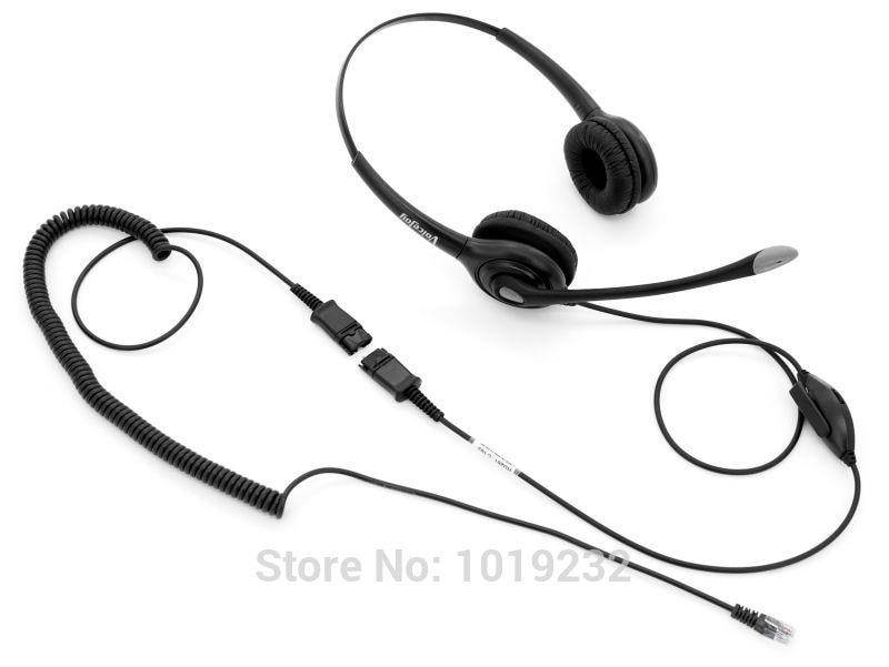 Binaural Noise Canceling Microphone Call Center RJ9 Headset,RJ9/RJ10/RJ12 plug headet QD cable +Mute switch Adjustable Volume