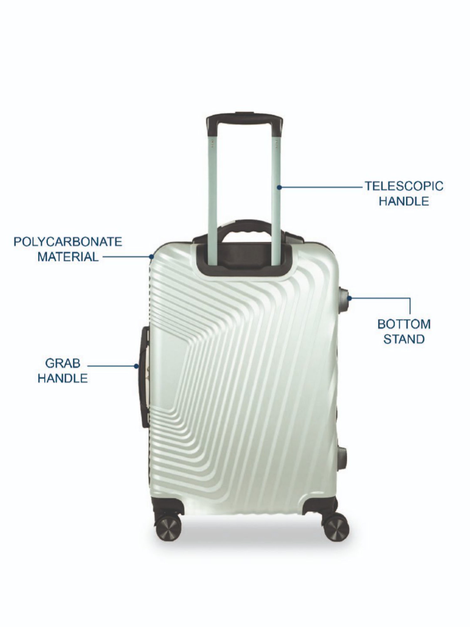 Carriall Silver 8 Wheel Medium Hard Checked Luggage - 44.5 cm