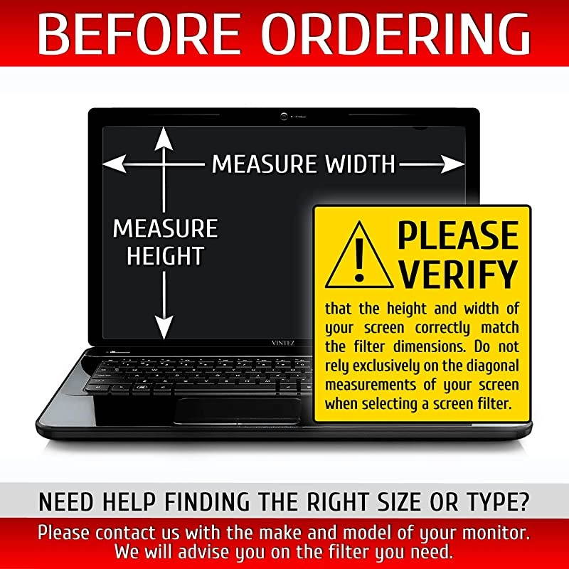 Inch - 16:9 Aspect Ratio - Laptop Privacy Screen for Widescreen Laptops - Diagonally Measured - Anti Glare - Please Measure Carefully