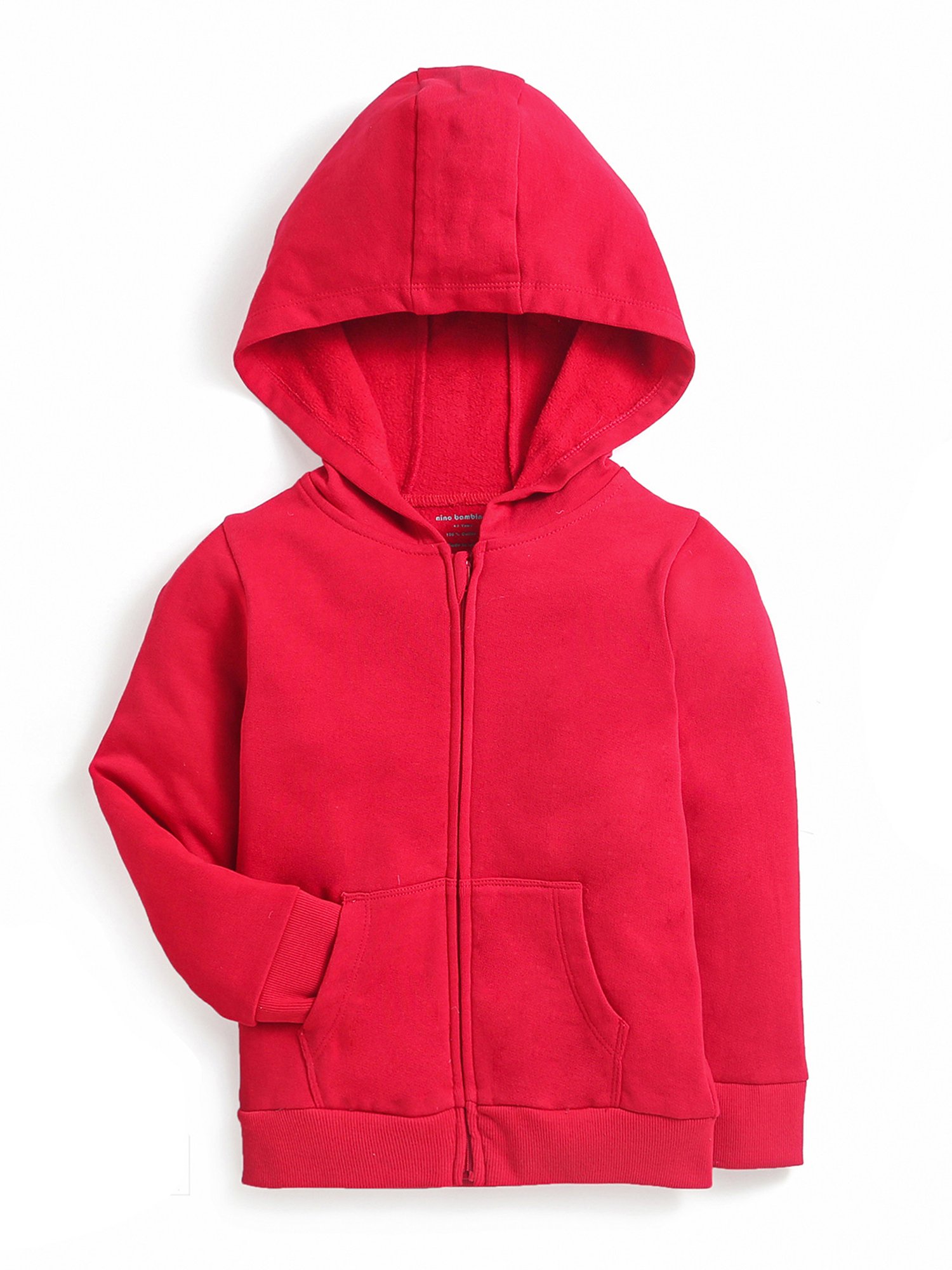 Nino Bambino Kids Red Solid Full Sleeves Hoodie