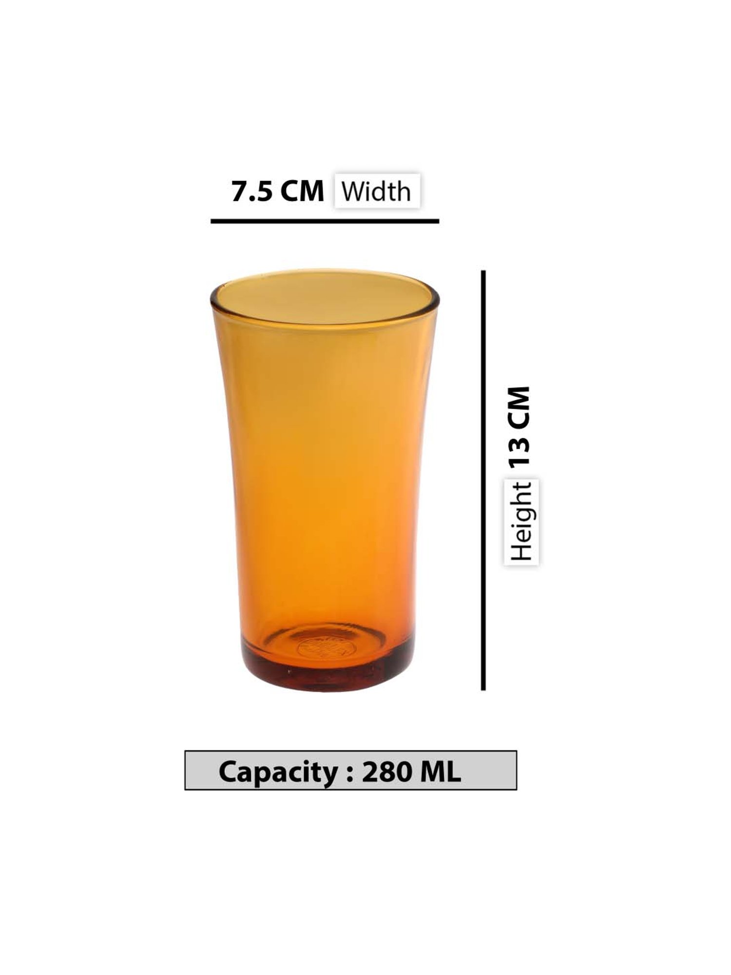 Duralex 'Lys' Orange Glass 21.5 cm Tumbler (0.28 L) - Set of 6