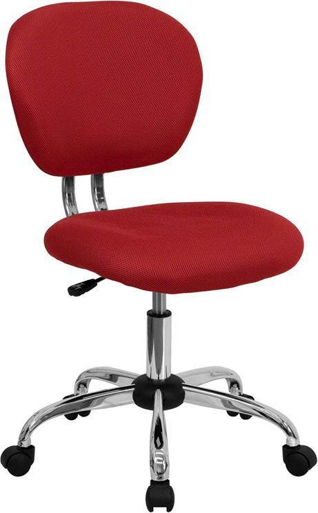 Mid-Back Red Mesh Padded Swivel Task Chair with Chrome Base