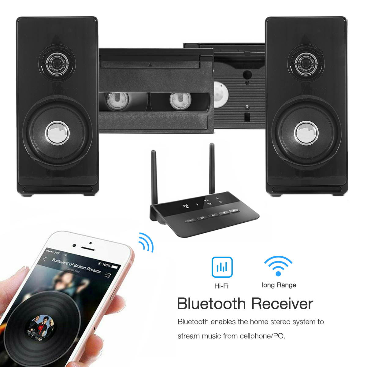 Wireless Bluetooth 5.0 Transmitter Receiver Audio Adapter, Black
