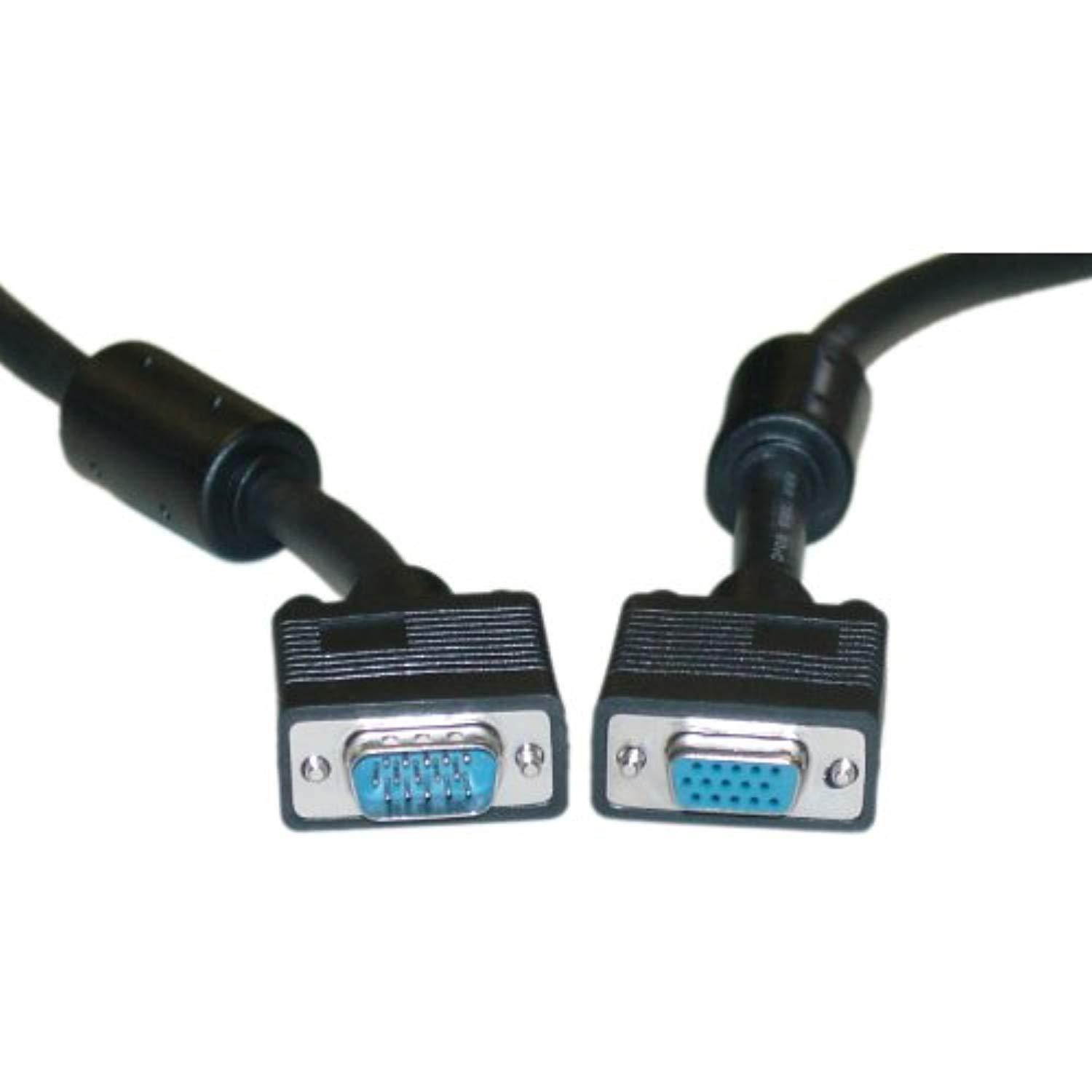 offex svga extension cable with ferrites, black, hd15 male to hd15 female, coaxial construction, double shielded, 3 foot