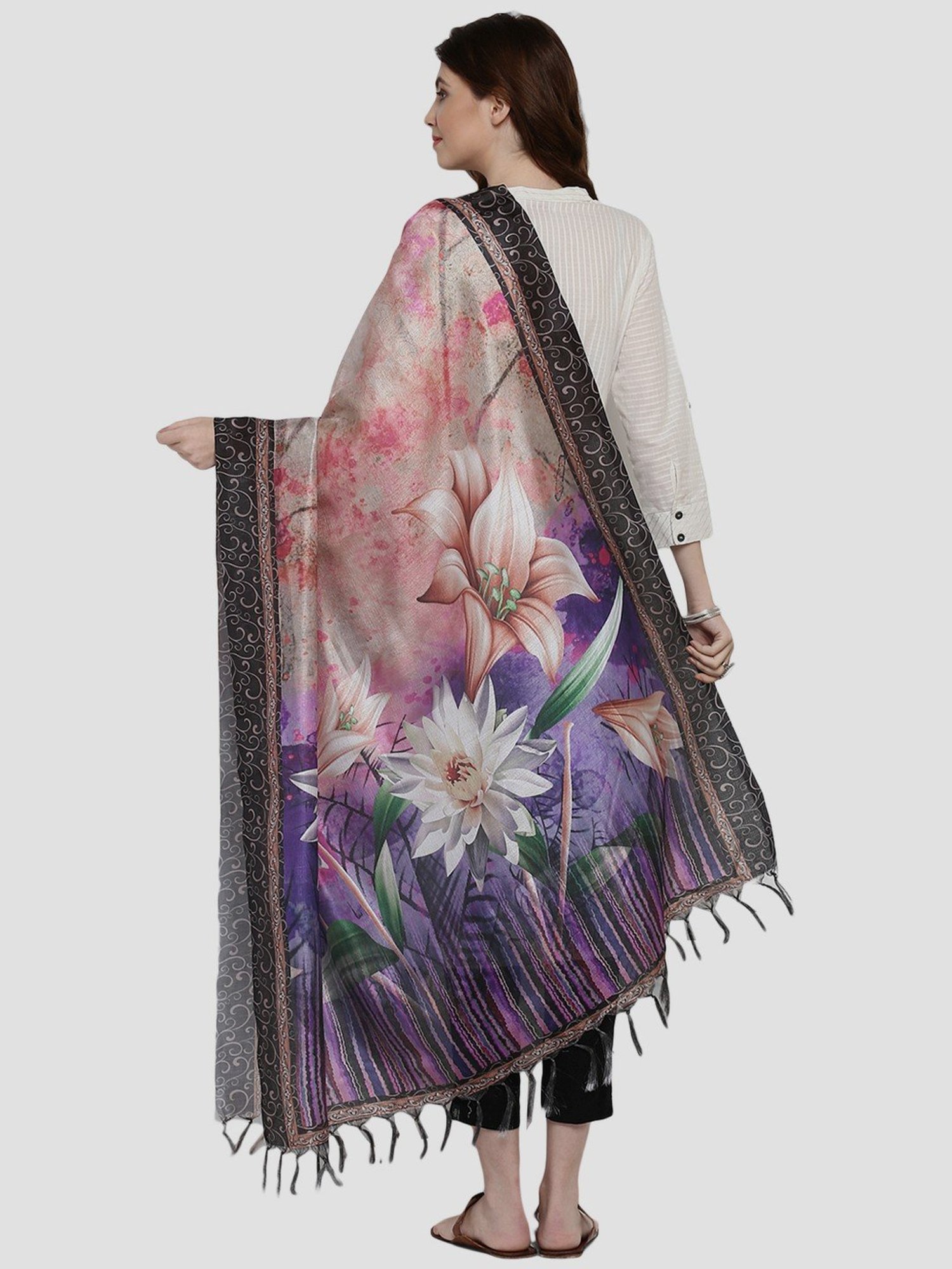 Saree Mall Multicolored Floral Print Dupatta