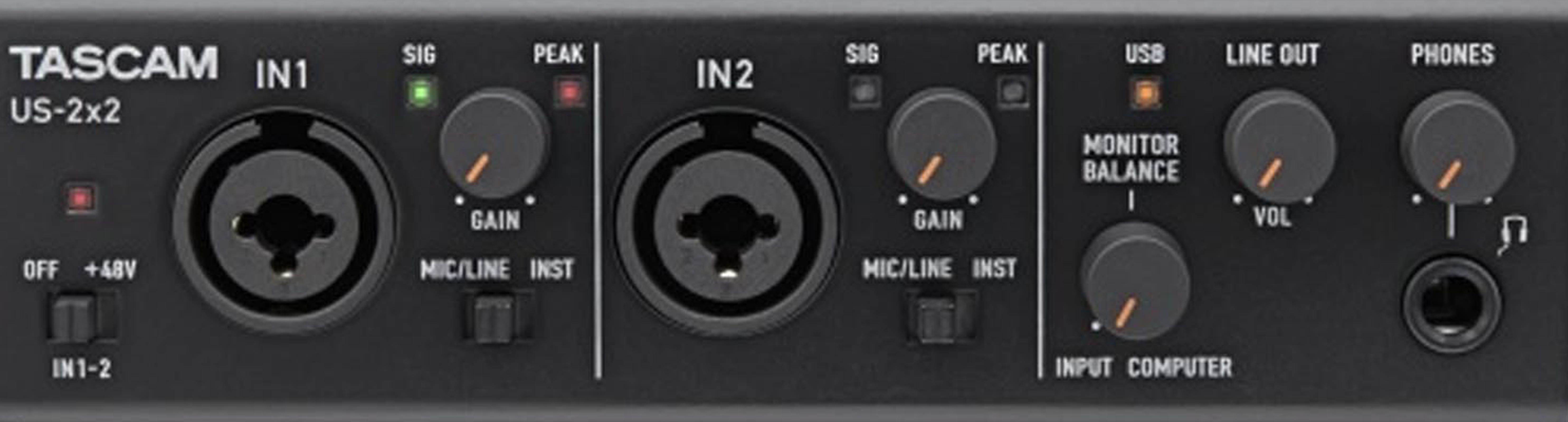 TASCAM US-2X2 2 Channel USB 2.0 Audio/MIDI Recording PC Interface w/ Software