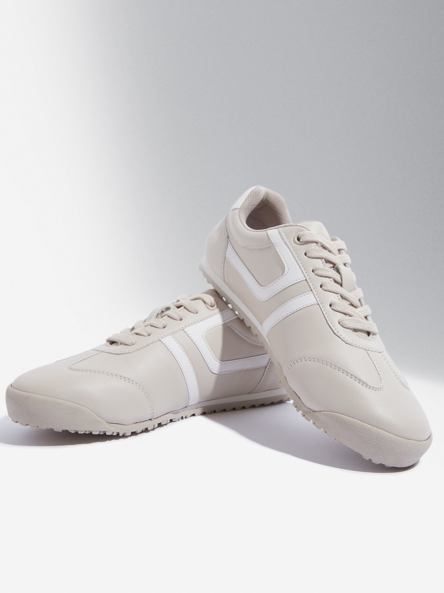 LUNA BLU by Westside Beige Lace-Up Sneakers