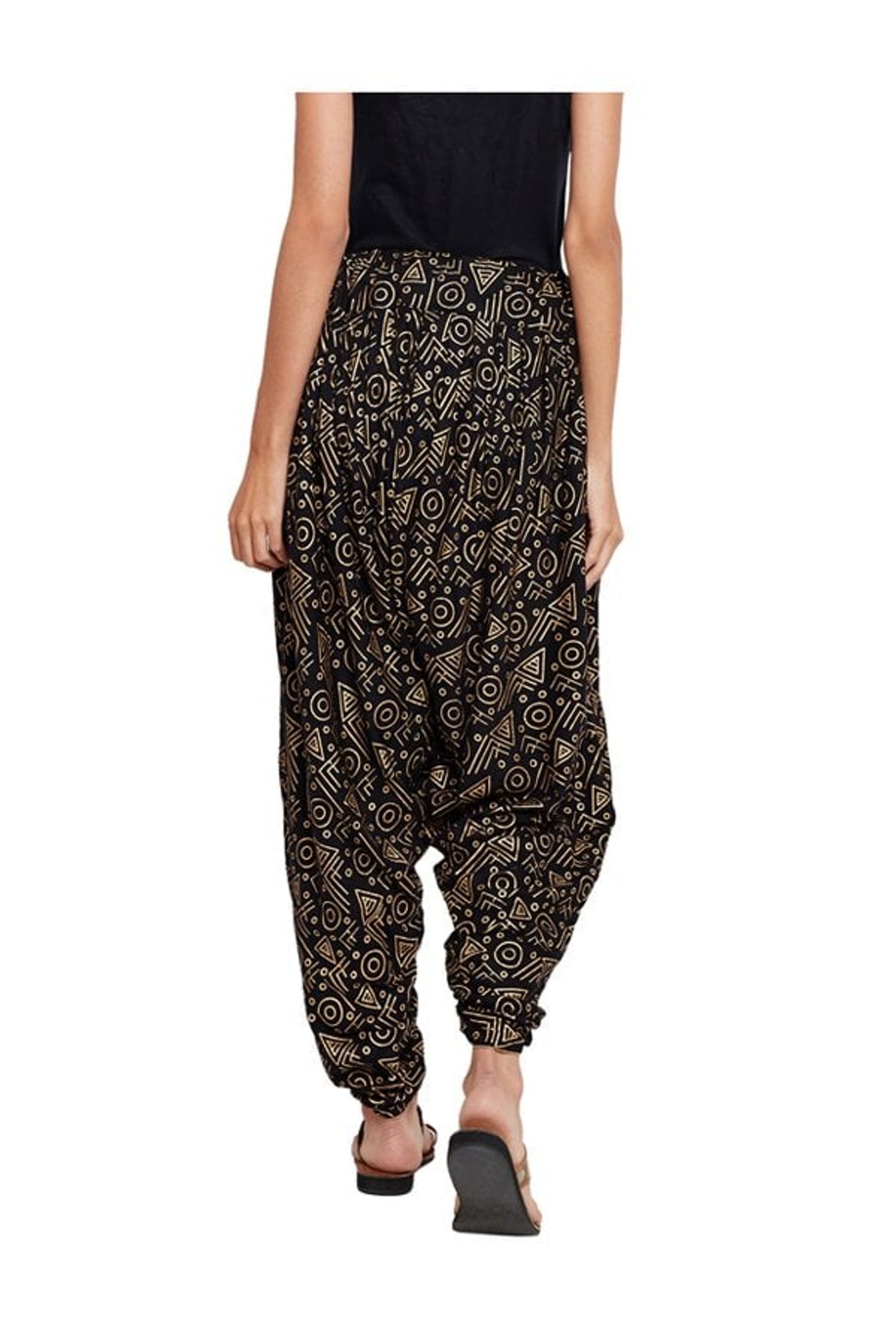 Studio Rasa Black Printed Cotton Dhoti Pants