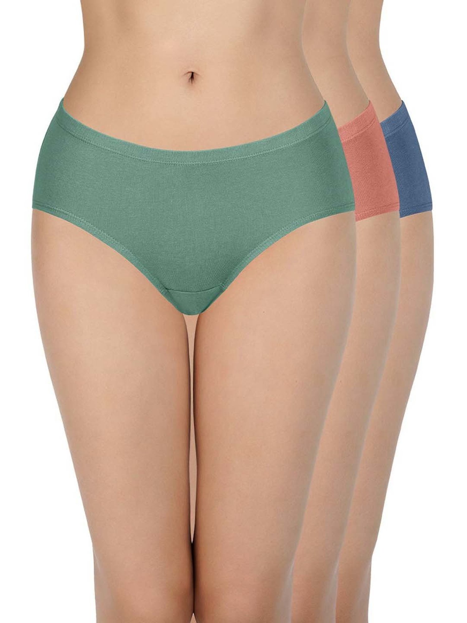 Every De by Amante Blue & Peach Cotton Hipster Panties - Pack Of 3