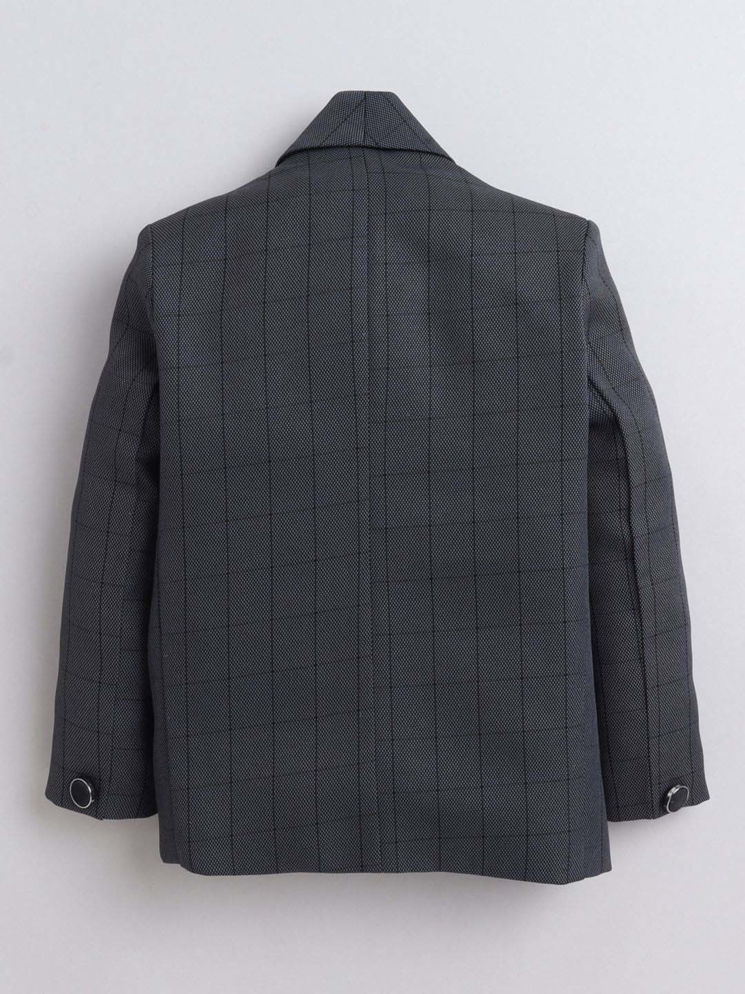 Fourfolds Boys Grey Checks Full Sleeves Blazer