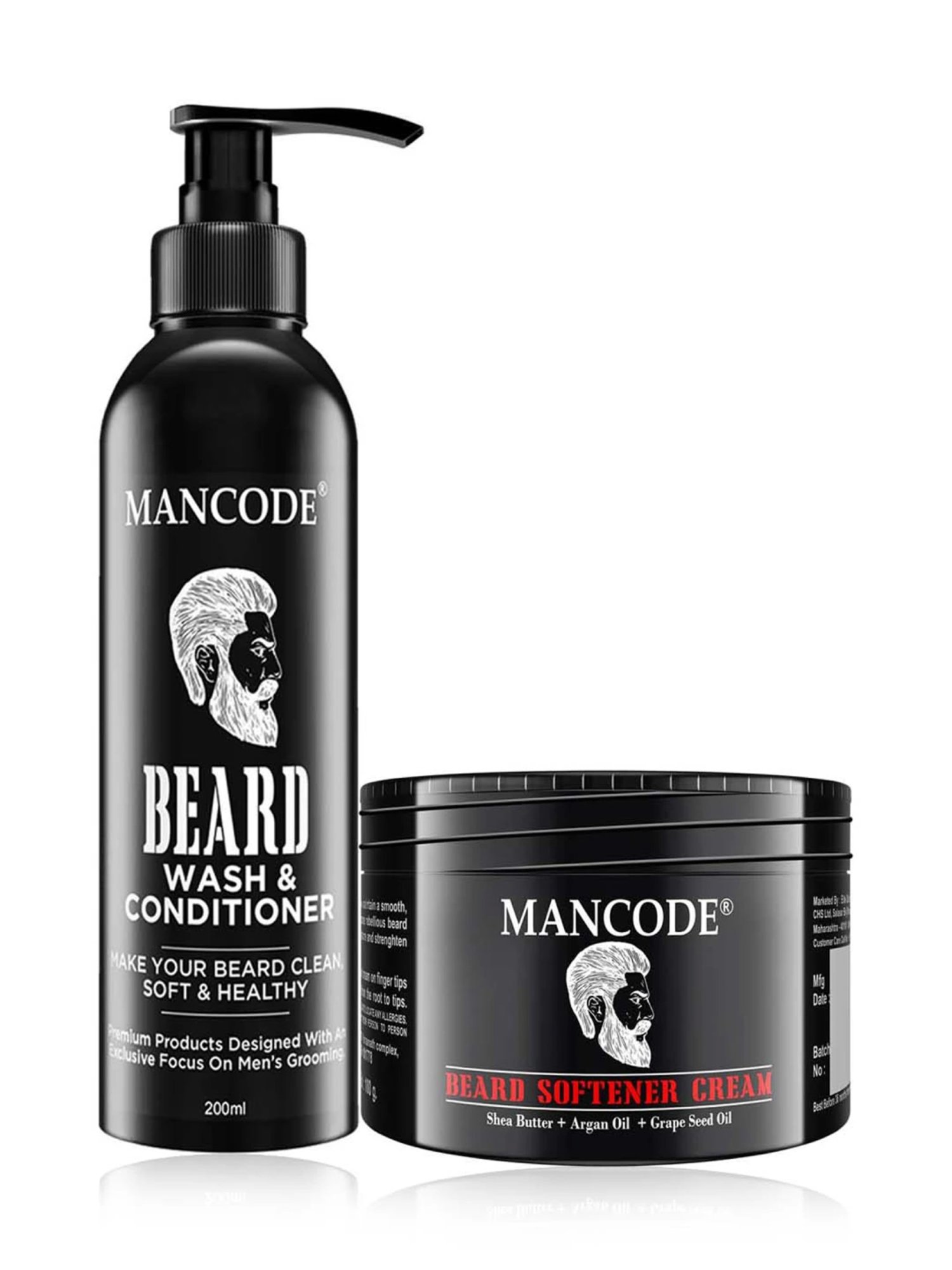 Mancode Beard Wash & Conditioner and Beard Softner Cream (Pack of 2)