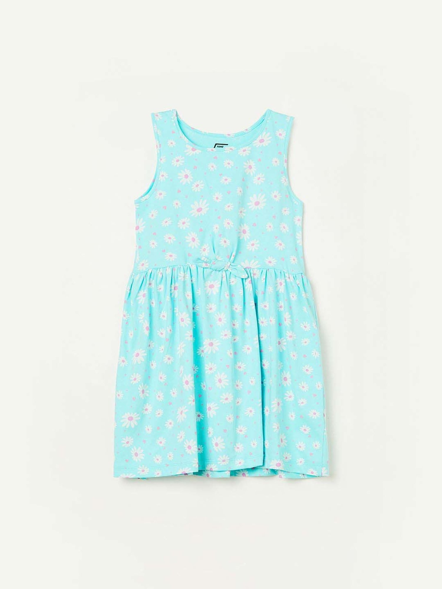 Fame Forever by Lifestyle Kids Blue Cotton Floral Print Dress