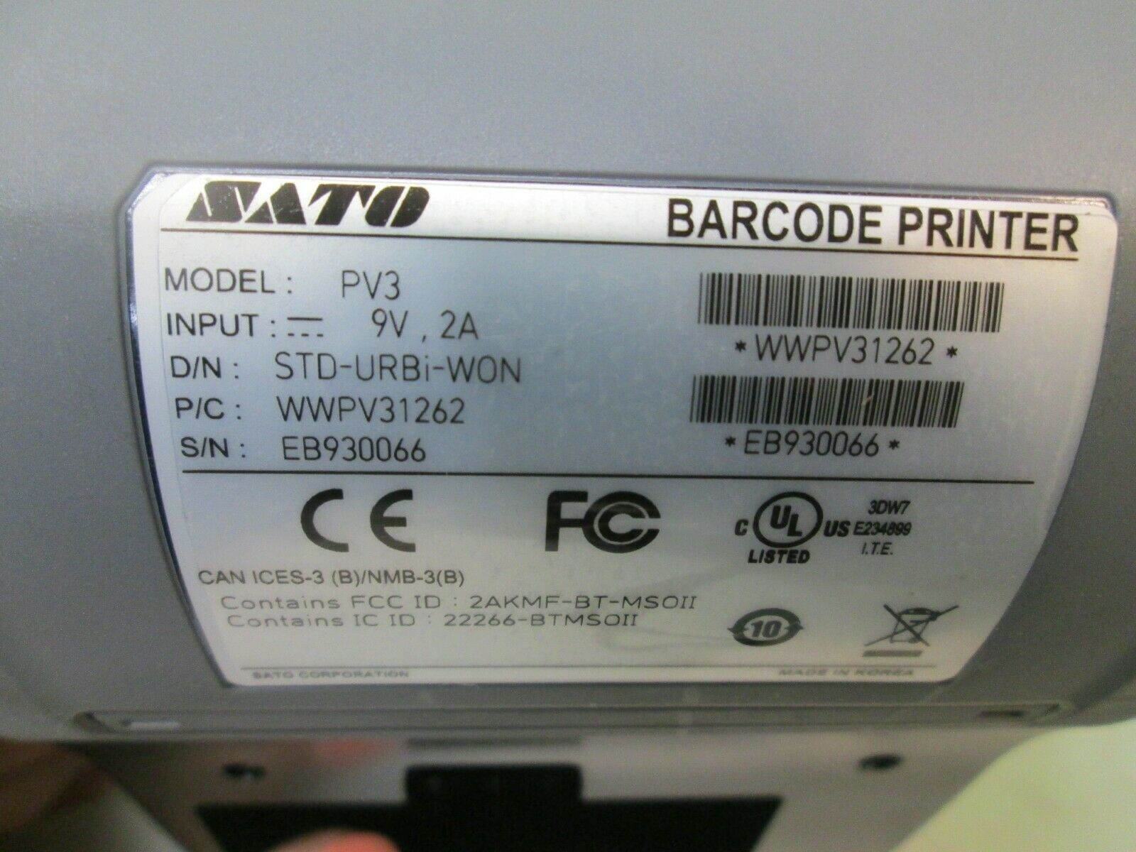 SATO PV3 Mobile Label Printer WWPV31260 203DPI USB Bluetooth NEW