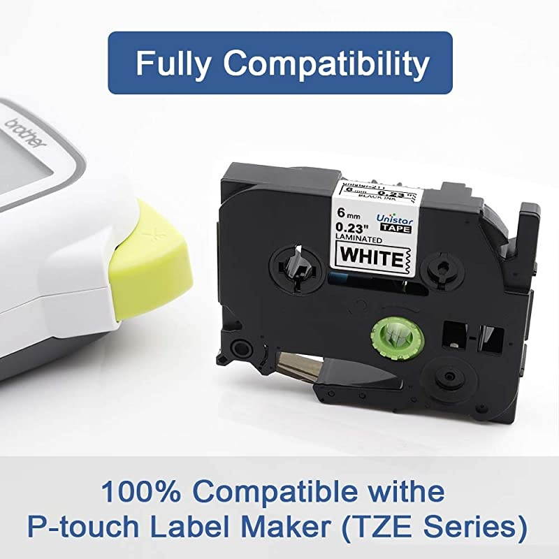 Compatible Label Tape Replacement for Brother PTouch TZ Tape 6mm TZE211 Tze211 TZ211 Laminated Tape for Label Maker PTD210 PTD200 PTD600 Black on White 14 Inch x 262 Feet 3Pack