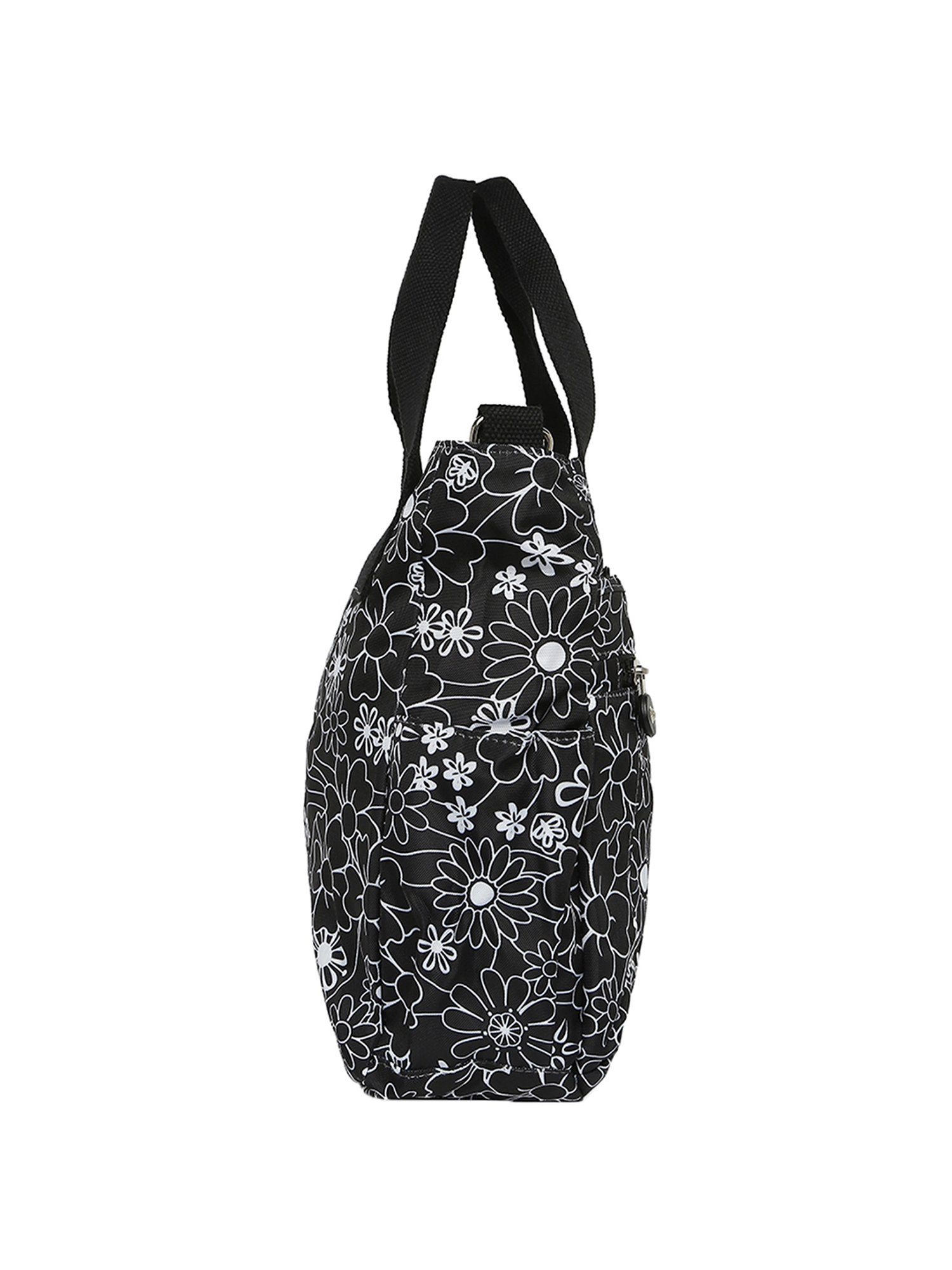 Baomi Black & White Printed Medium Handbag