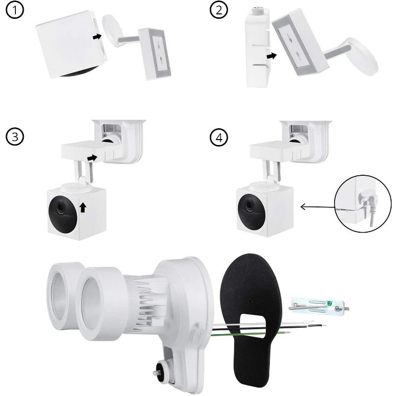 Wasserstein 3-in-1 Floodlight, Charger and Mount Compatible with Wyze Cam Outdoor (White)