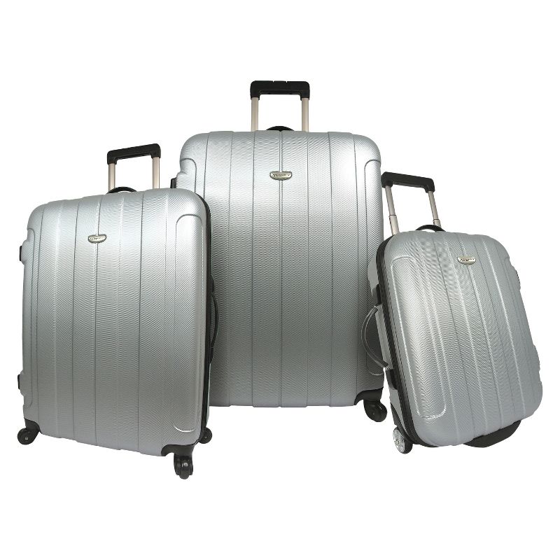 Traveler's Choice Rome 3pc Hardside Spinner/Rolling Luggage Set - Silver